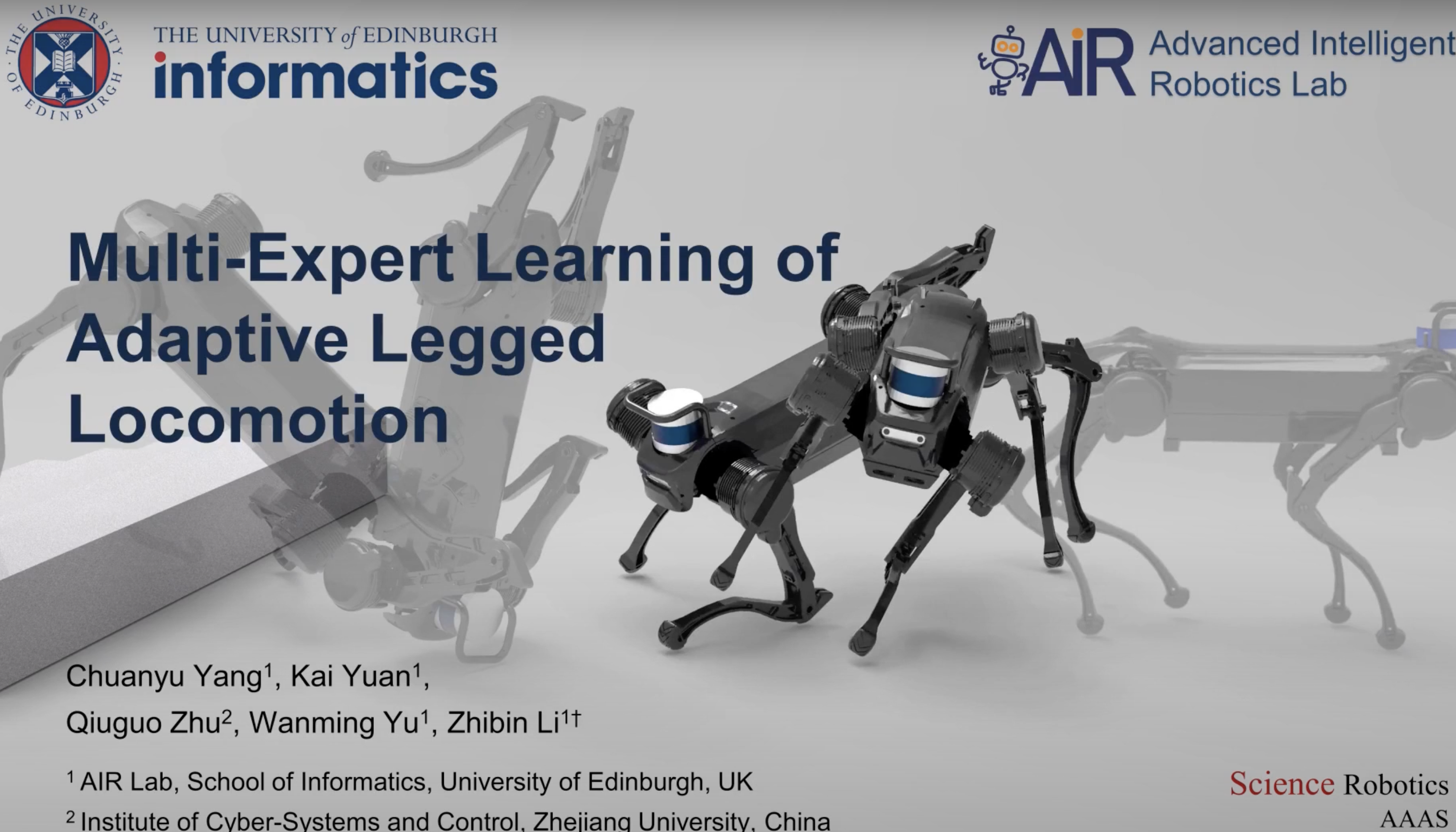 Multi-expert learning for legged locomotion